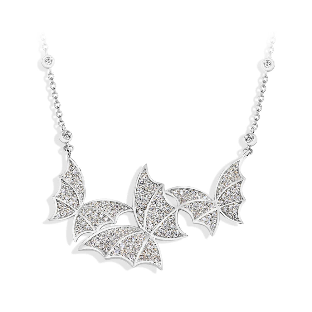 MINTYBOX S925 Sterling Silver Butterfly Moissanite Necklaces Lab Created Diamond for Women 45+5cm Chain Wedding Fine Jewelry