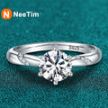 NeeTim 1ct - 3ct Moissanit Ring 925 Sterling Silber mit vergoldetem Diamant Verlobungs- und Ehering Feiner Schmuck für Damen