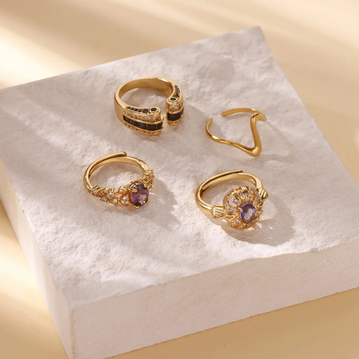 Gotische Edelstahl-Öffnungs-Fingerringe für Damen Vintage Geometrische Verstellbare Fingerringe Trendiger Punk-Schmuck Geschenke