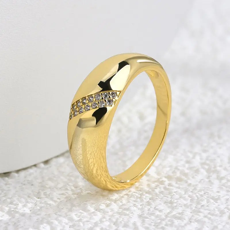 Heiß begehrter 925er Sterlingsilber Goldfarbener Ring Mode Damen Klassisch Schlichter Paar Ehering Verlobung Party Schmuck