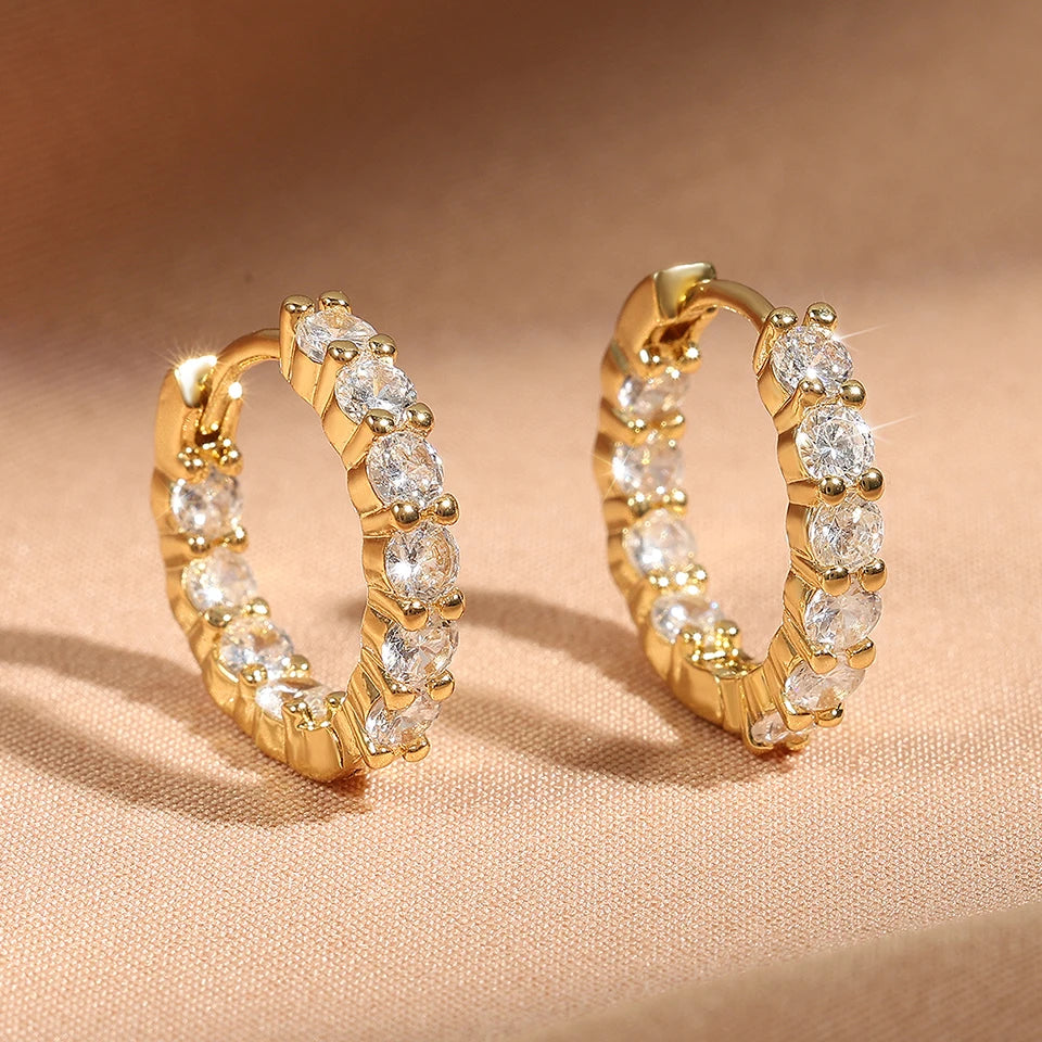 Yupsk 6pcs Shiny Zircon Ear Rings White Gold Color Huggie Cartilage Piercing Ear Cuff Tiny Earring for Women Men Jewelry Gift