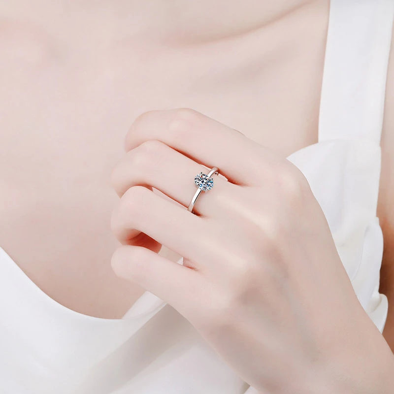 Anillo de moissanita NeeTim de corte ovalado de 1 quilate para mujer, compromiso, boda, diamante de laboratorio, plata de ley 925 con anillos chapados en oro, joyería