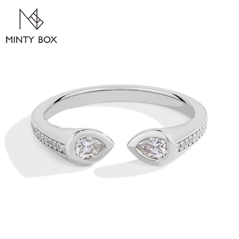 MINTYBOX Birnenförmiger im Labor gezüchteter Diamantring 0,5 Karat S925 Silber Moissanit-Ringe für Damen 18k Weißgold beschichteter Hochzeitsschmuck