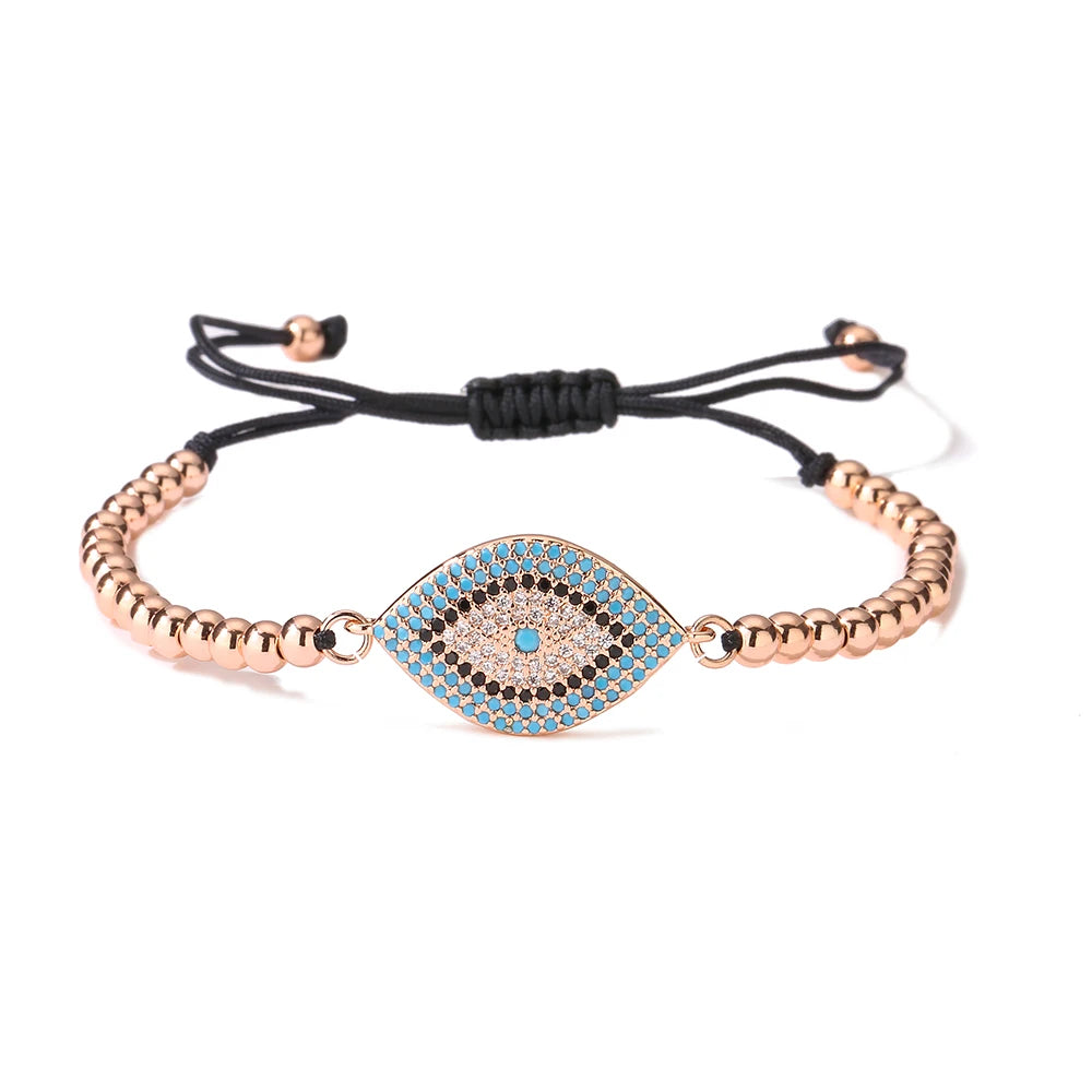 NEWBUY 2026 Trendiges türkisches goldfarbenes Armband mit bösem Blick, verstellbar, AAA-Zirkonia-Pflasterung, Glücksschmuck für Damen, Partygeschenk