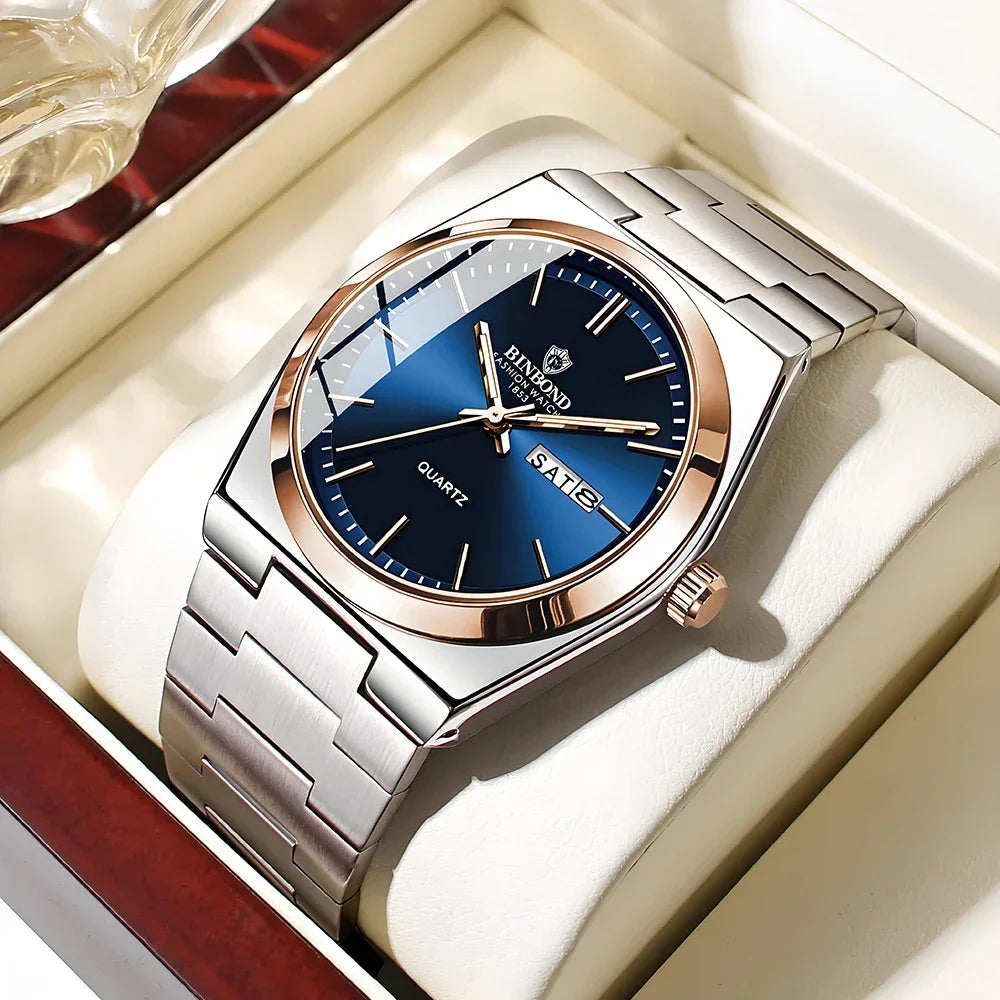 Nuevos relojes de pulsera de cuarzo de moda de negocios casuales con movimiento plateado para hombre, reloj de lujo, relojes automáticos, regalos para hombre, Reloj Hombre