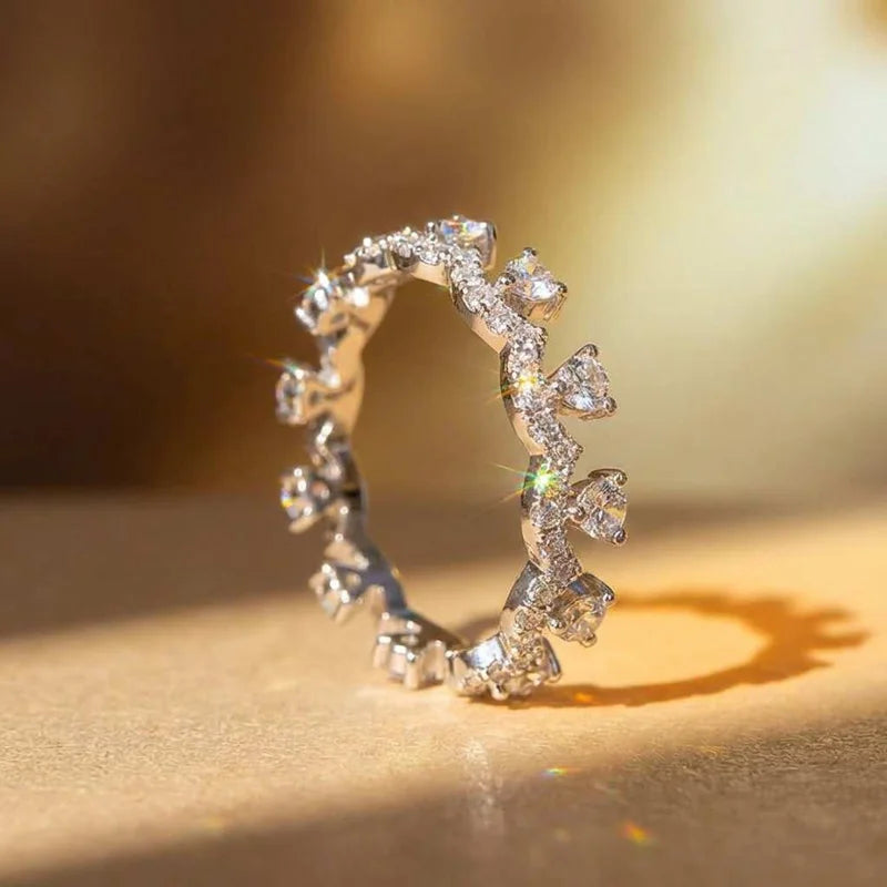 925 Sterling Silber Eleganter Krone Zirkon Ring für Frauen Stapelbares Accessoire Party Jubiläen Hochzeit Schmuck Geschenk