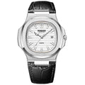 Reloj informal de negocios de cuero azul para hombre, reloj de lujo automático para hombre, relojes de moda para hombre, relojes de cuarzo de pulsera, Montre Homme 2026