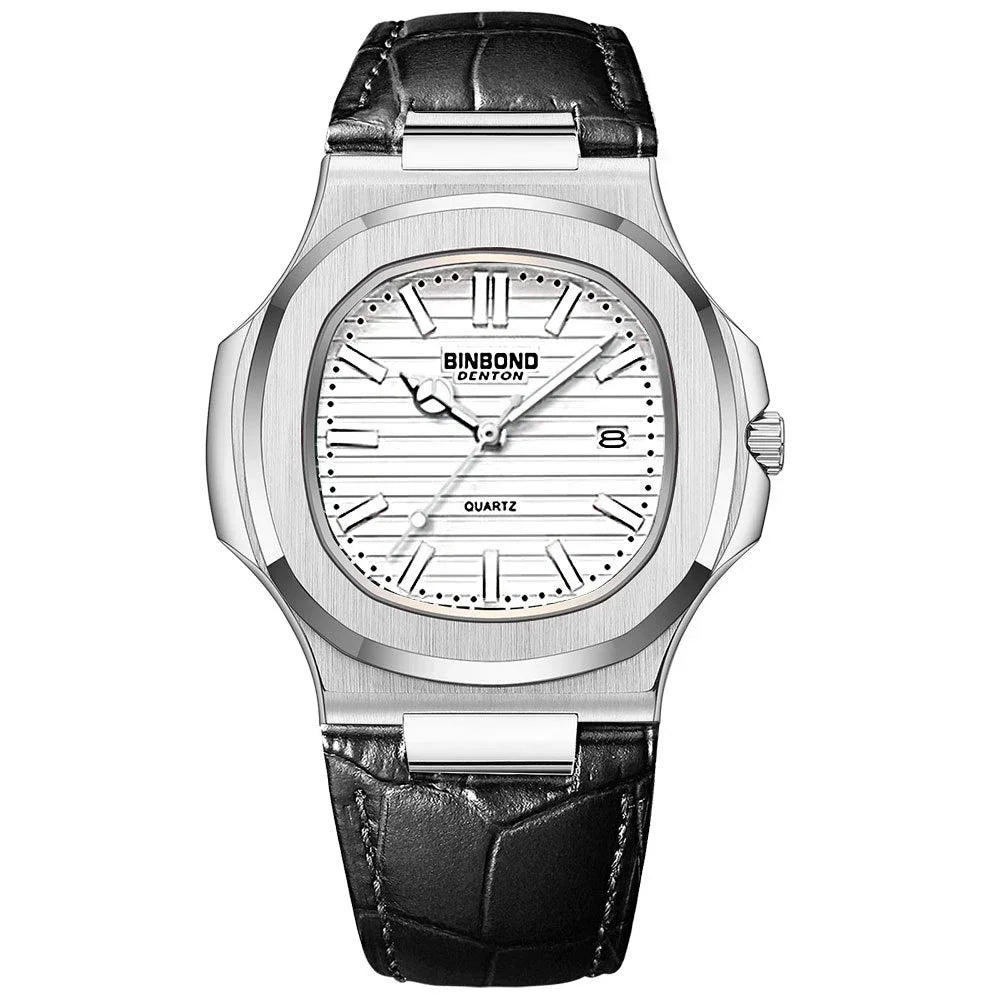 Reloj informal de negocios de cuero azul para hombre, reloj de lujo automático para hombre, relojes de moda para hombre, relojes de cuarzo de pulsera, Montre Homme 2026