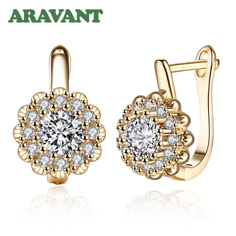 Aravant Pendientes Colgantes Flor de Plata 925 Bañados en Oro de 18K con Circonitas Cúbicas Para Mujer Joyería de Moda de Boda