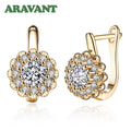 Aravant Pendientes Colgantes Flor de Plata 925 Bañados en Oro de 18K con Circonitas Cúbicas Para Mujer Joyería de Moda de Boda