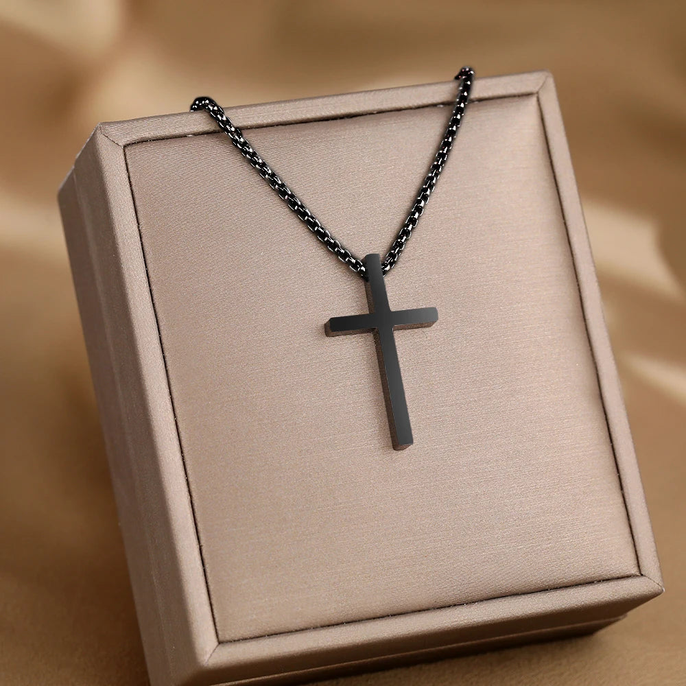 Cross Necklaces Streetwear Grunge Y2K Pendants Male Chains Christian Choker Fashion Stainless Steel Necklace For Women Jewelry