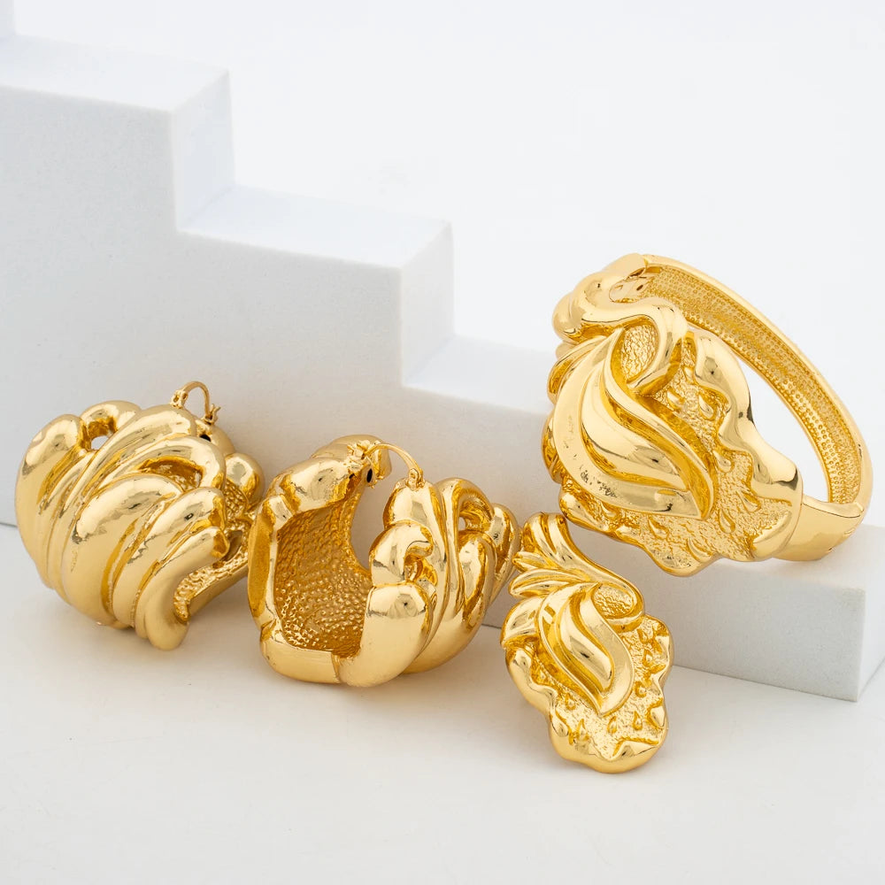 2024 Trend Schmuckset für Damen Baumelohrringe und Armreif Ring Hochzeiten Braut Schmuckset Verlobungsfeier Ohrringe Accessoire
