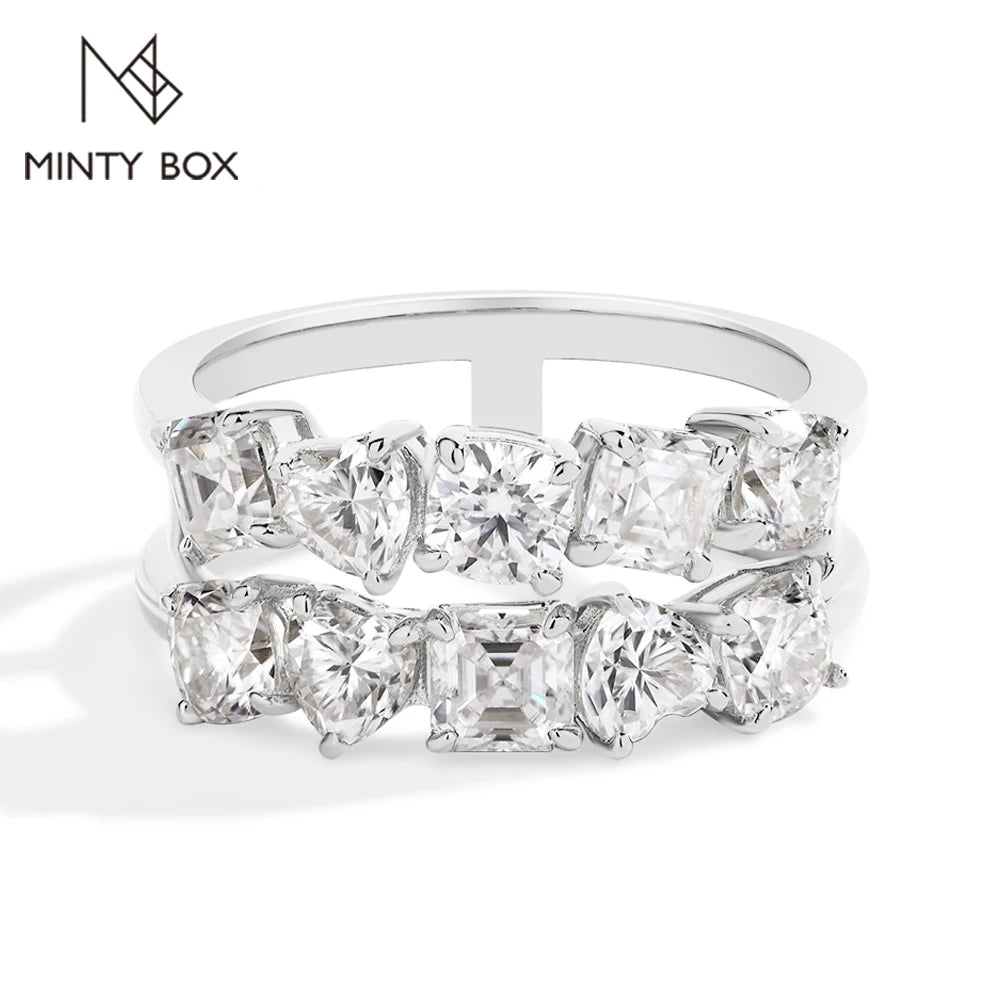 MINTYBOX 3.5 Karat Moissanit Ehering mit Labor-Diamant S925 Sterling Silber Verlobungsringe für Damen Edler Schmuck Geschenk
