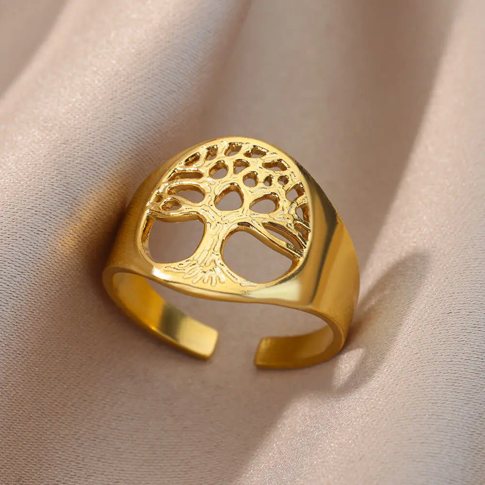 Anillos Irregulares Huecos Para Mujer De Acero Inoxidable Color Dorado Anillo Geométrico Fiesta Joyería De Navidad Regalo Envío Gratis