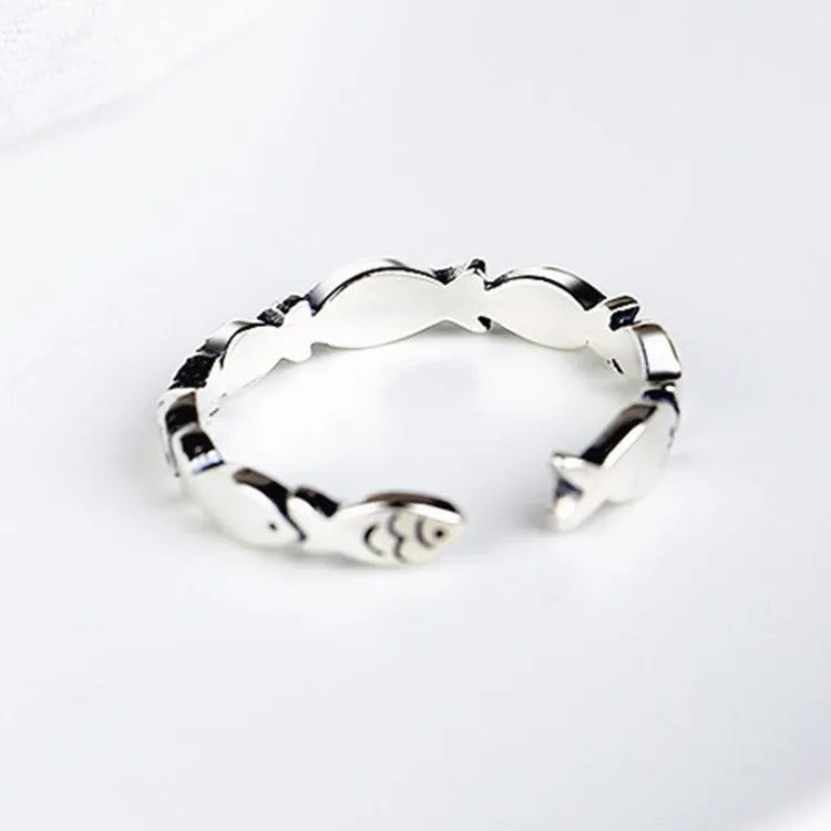925 Sterlingsilber Fisch Verstellbare Ringe für Damen Verlobungsschmuck Großhandel