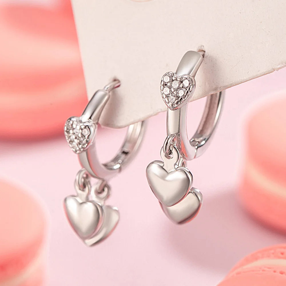 925 Sterling Silber Herz Zirkonia Ohrstecker Für Frauen Hochzeit Elegant Luxus Schmuck Accessoires Schmuck Allergie Vorbeugen