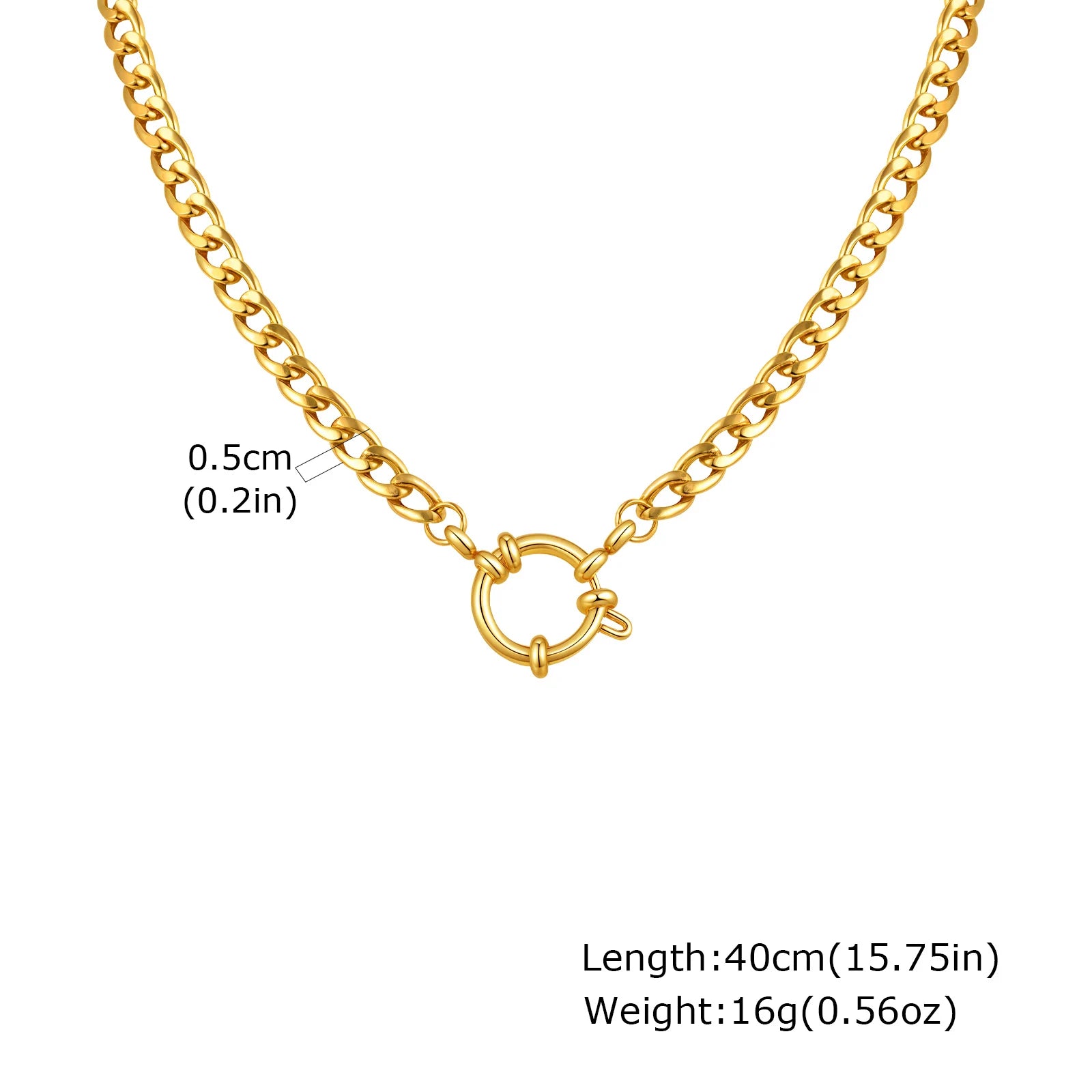 Paperclip-Kette Halsband, Damen Edelstahl Federverschluss Anhänger Halskette, Wasserdicht 18k Vergoldeter Schmuck