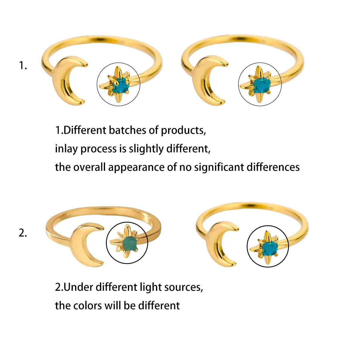 Zirkon-Mondringe für Frauen, Edelstahl, leuchtender Mond-Stern, verstellbarer Fingerring, ästhetischer Hochzeitsschmuck, Geschenk, Bague Femme