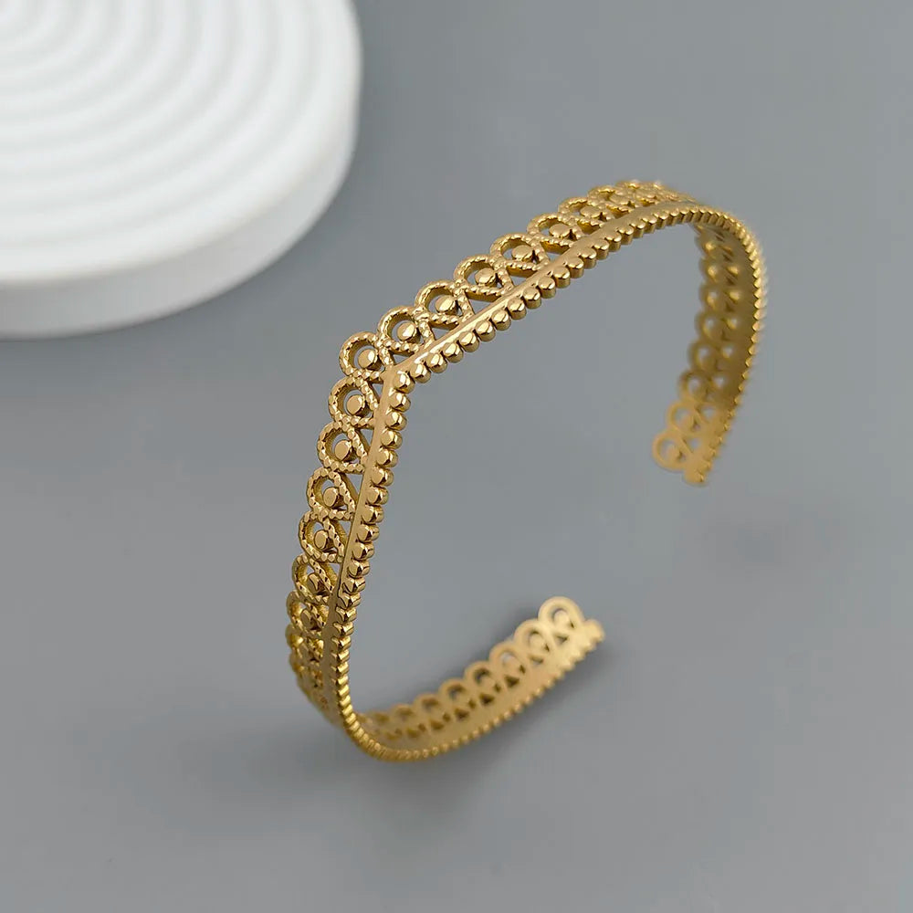 Neues Kronenform-Edelstahlarmband, 18K vergoldet, hochwertige wasserdichte Silberkette, Pärchengeschenk