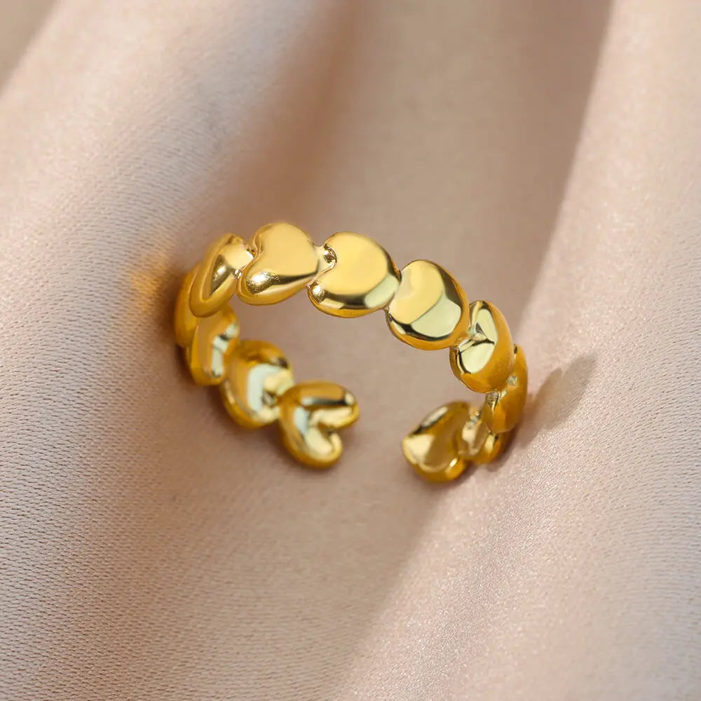 Anillos Irregulares Huecos Para Mujer De Acero Inoxidable Color Dorado Anillo Geométrico Fiesta Joyería De Navidad Regalo Envío Gratis