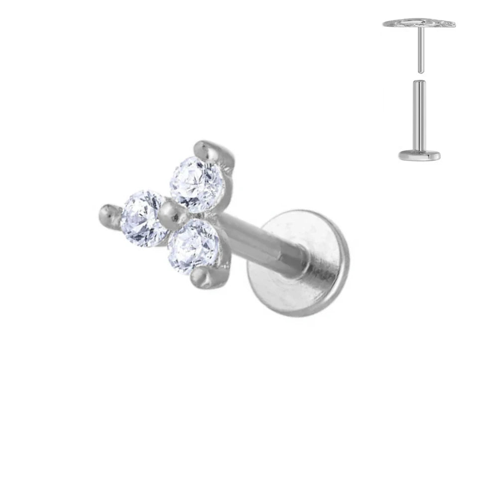 G23 Flores de titanio Labret de empuje 16G 18G 20G Piercing de mariposa para labios sin rosca con forma de gota de agua, arete para tragus, joyería corporal