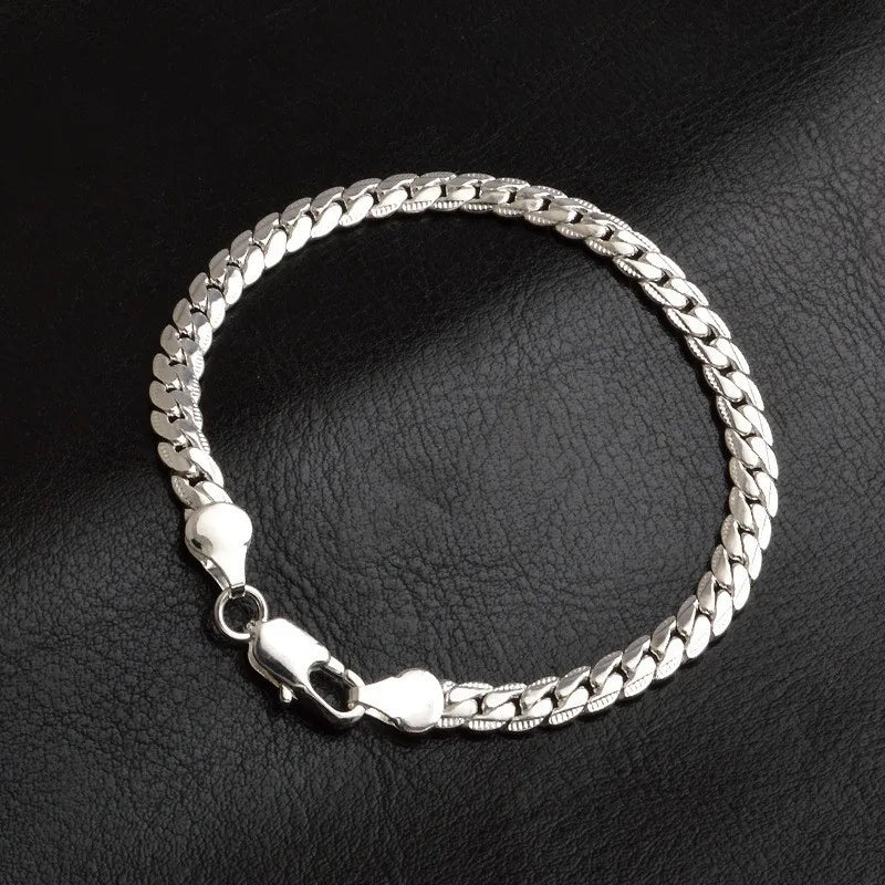 925 Sterlingsilber 8/16/18/20/22/24 Zoll 6mm Seitenkette Halskette Armband für Damen Herren Mode Charme Hochzeit Schmuck
