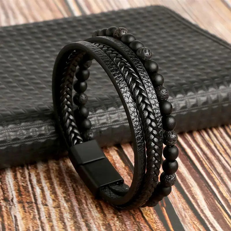 Klassisches Herren Lederarmband Neuer Stil Handgewebt Mehrschichtige Kombination Accessoire Mode Herrenschmuck Großhandel Dropshipping