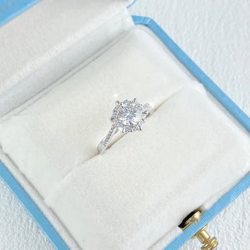 NeeTim 0.5/1CT Moissanit Diamantringe Ehering für Damen 925 Sterlingsilber 18k Weißgold plattiert Verlobungsring Zertifiziert