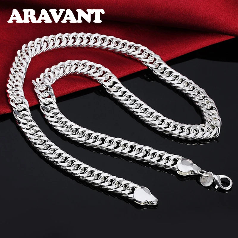 Aravant 925 Sterling Silber 6MM 7MM 10MM Panzerkette Armband Set für Herren Damen Mode Hochzeitsschmuck