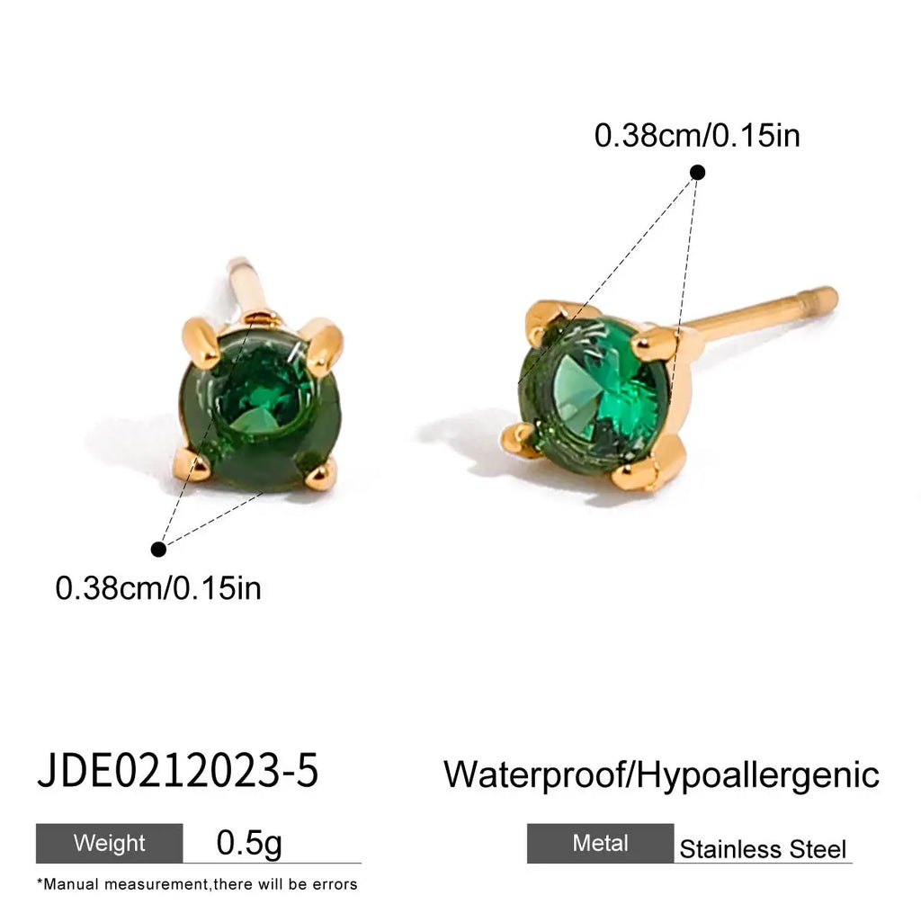 Uworld Minimalism Birthstone Gold Color Ear studs Grace Personalized Delicate Gemstone Earring Dainty Birth Month Stone Charm
