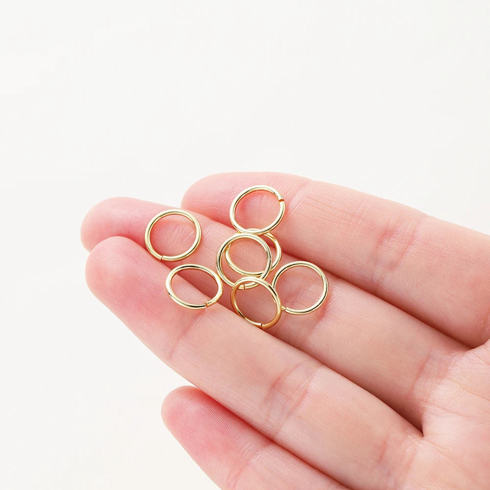 50–200 Stück/Los 14K 18K Goldkette Offener einzelner Biegering Karabinerverschluss Verbinder Spaltring Fitting DIY Schmuckherstellung Zubehör