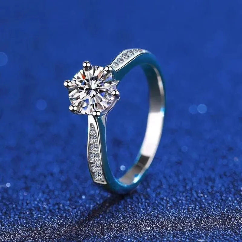 NeeTim Echter 3 Karat Moissanit-Verlobungsring für Damen, 925er Sterlingsilber, runder Brillant, Labor-Diamant-Verlobungsringe Geschenk