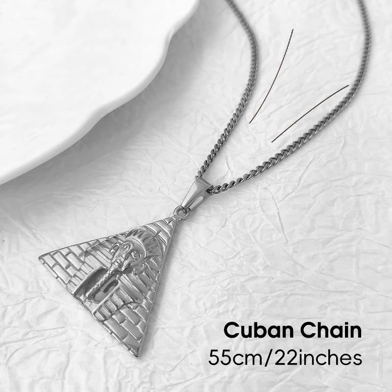 Joyería de moda, chapado en oro PVD, dije de pirámide egipcia, colgante de faraón de Egipto de acero inoxidable para collar de mujer y hombre