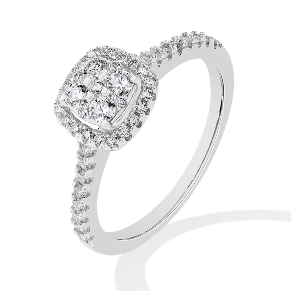 MINTYBOX S925 Sterlingsilber Halo Moissanit Verlobungsring für Damen Klassische Labor-Diamantringe 18K vergoldet Hochzeit Edler Schmuck