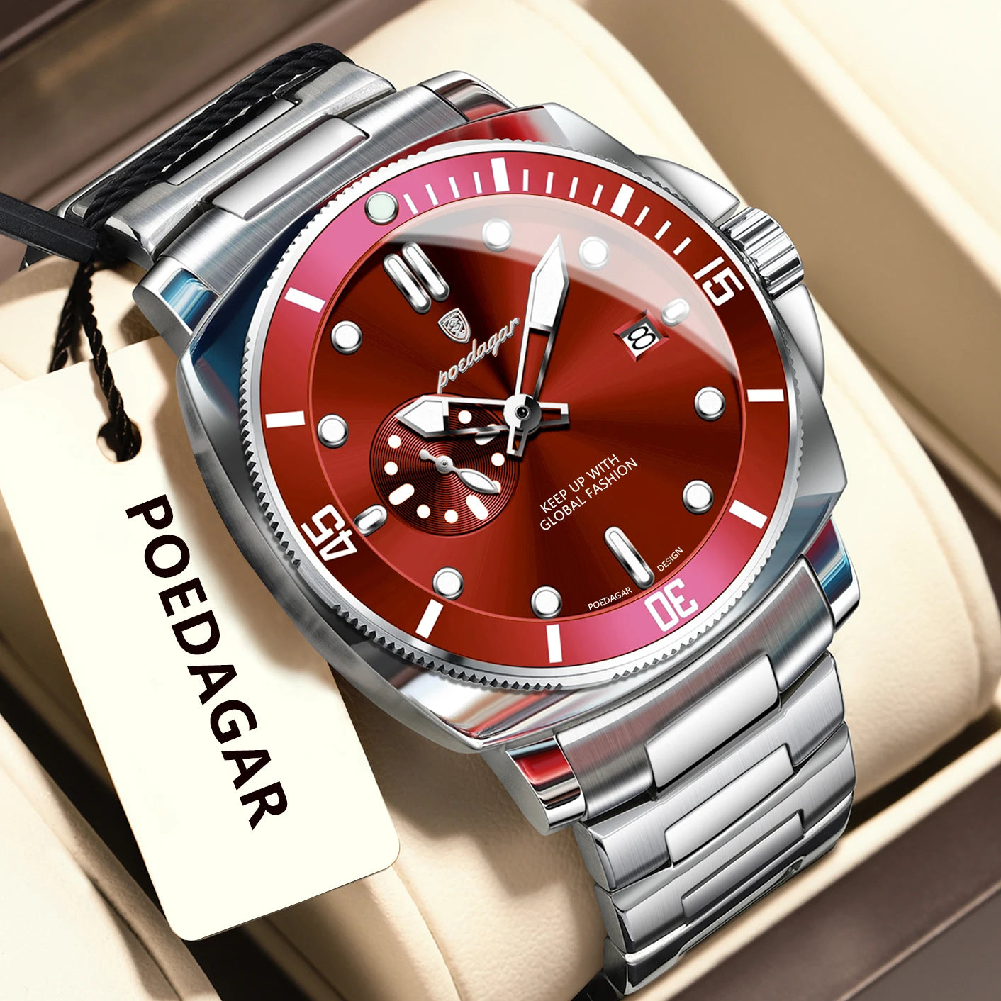 POEDAGAR Reloj de Lujo de Alta Moda para Hombre Impermeable Luminoso Fecha Relojes de Acero Inoxidable Negocios Cuarzo Reloj de Pulsera Masculino