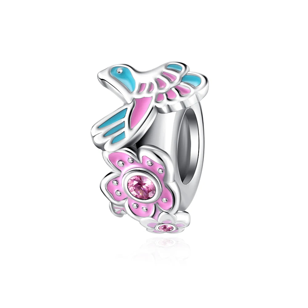 2026 Frühlings-Pink-Serie Ballon Schmetterling Blumen-Anhänger passend für S925 Europäische 925 Sterling Silber Armband Armreifen Halskette