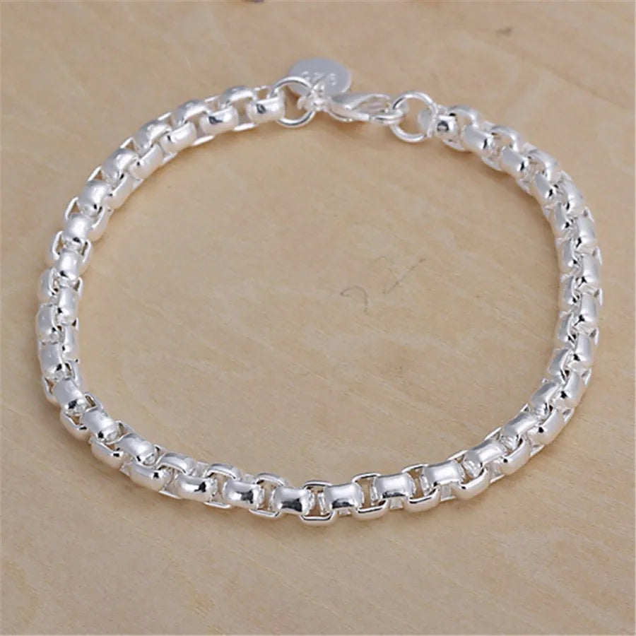 925 Sterling Silber exquisites massives Kettenarmband Mode Charms Frauen Männer massiv Hochzeit süße schlichte Modelle Schmuck