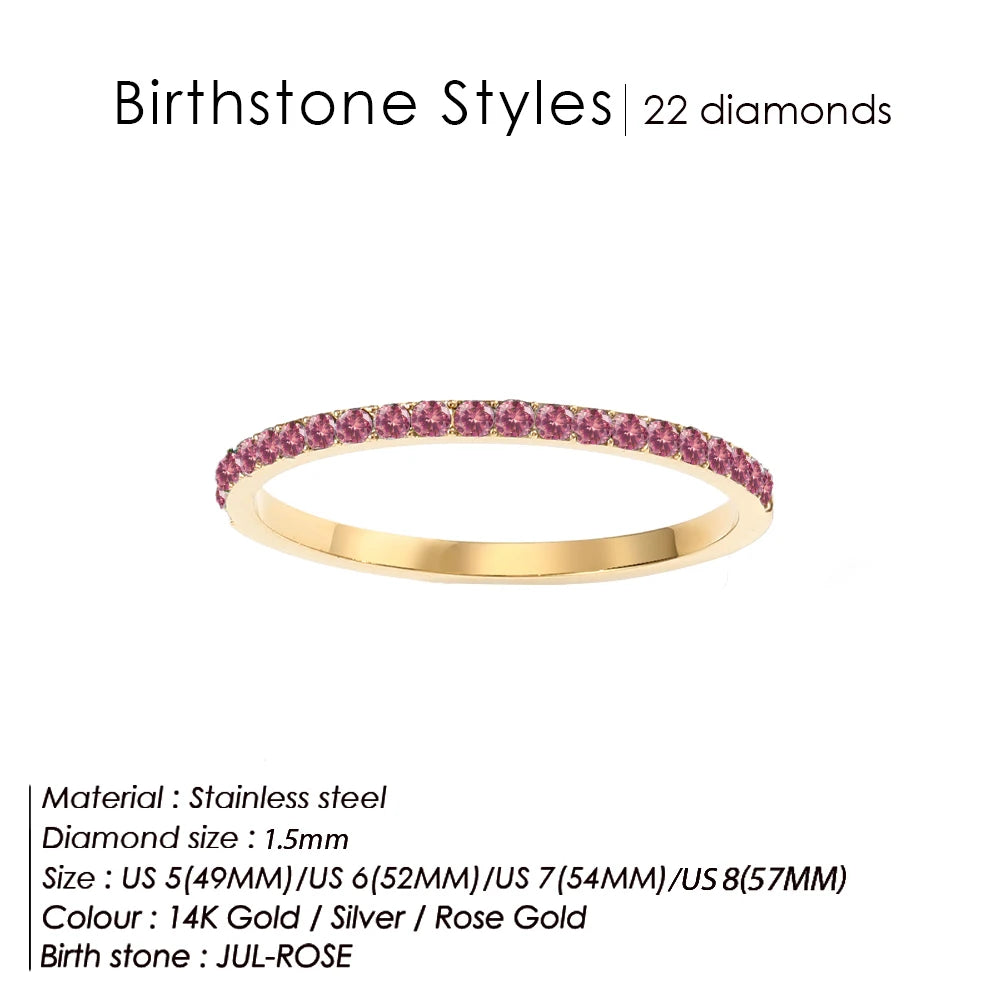 Edelstahl Geburtssteinring für Damen 12 Sternzeichen Mode Farbige Strassringe Jubiläum Hochzeit Geschenk Schmuck Großhandel