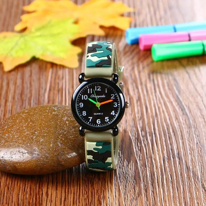 Reloj de pulsera de cuarzo con correa de camuflaje de marca para niños, relojes de dibujos animados para estudiantes, niños, niñas, deportivos, para fans del ejército, geniales, Dropshipping