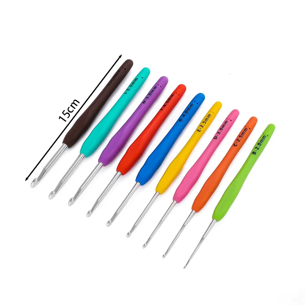 1 ud. Ganchillo de mano, ganchillo de punto, mango de goma colorido, mango ergonómico para tejer, ganchillo para hacer joyas DIY