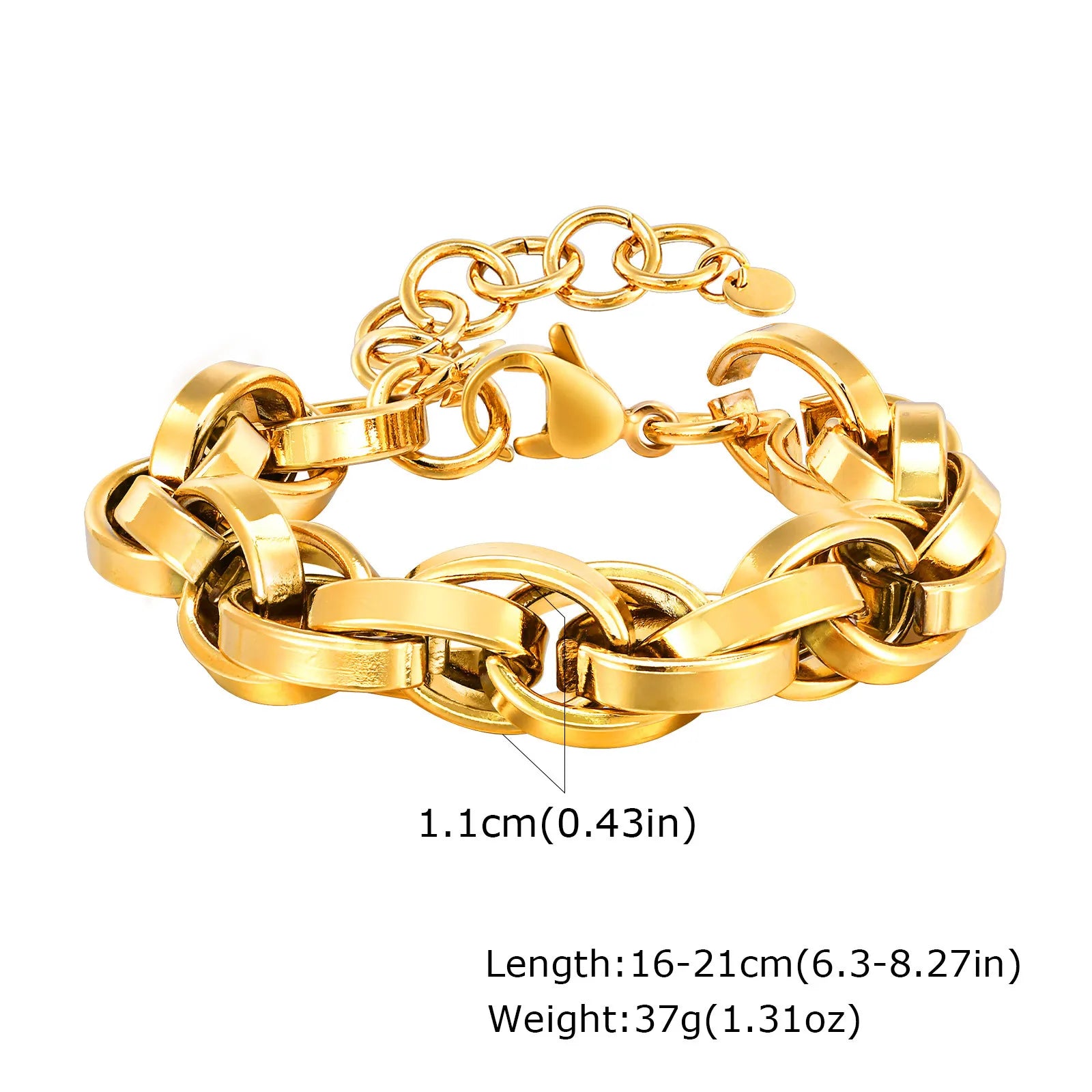 Klobiges Edelstahl-Gliederarmband für Damen, vergoldete Layering-Armbänder Armband Wasserdichter Schmuck
