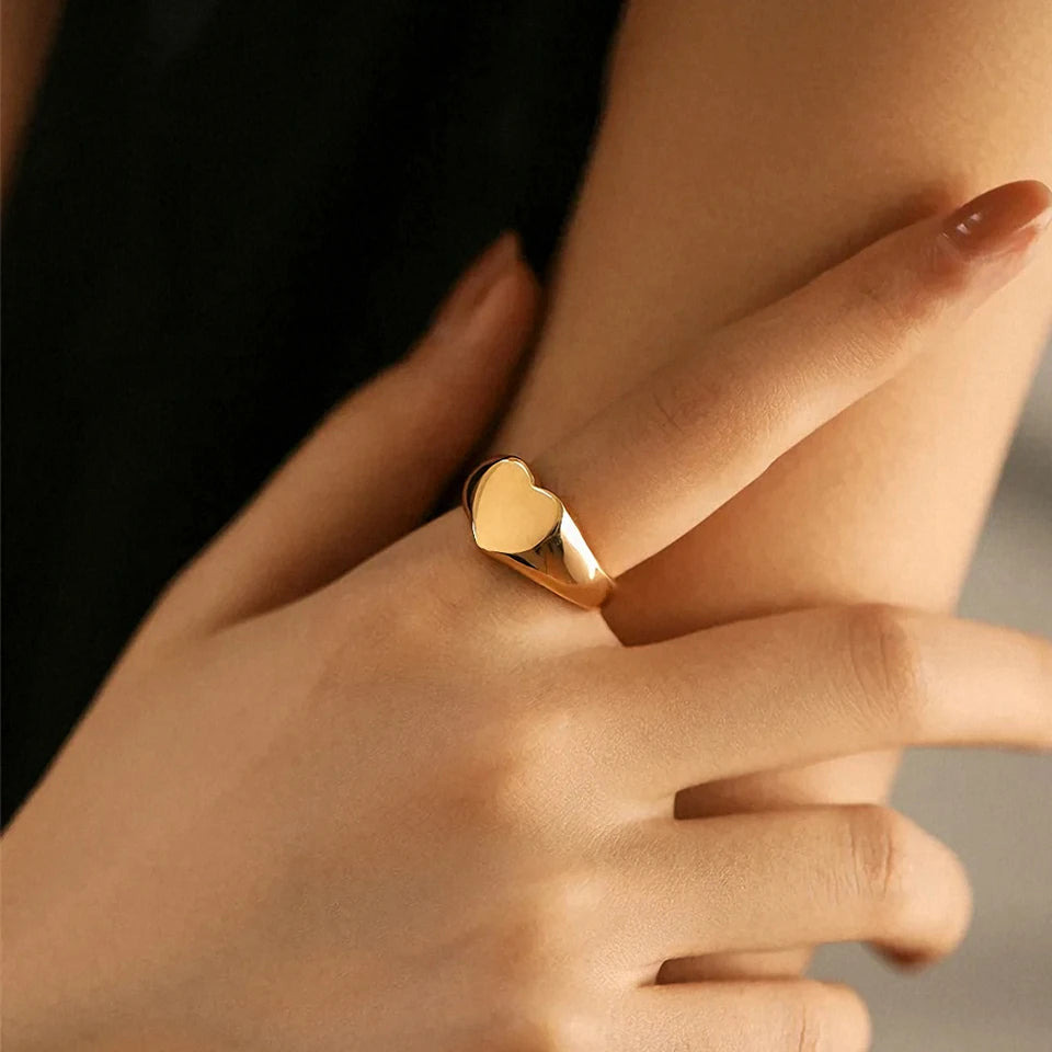 Paar Herzring 316 Edelstahl Punk-Stil Geometrischer Schmuck Personalisierter Ring Geschenk für Frauen Valentinstag