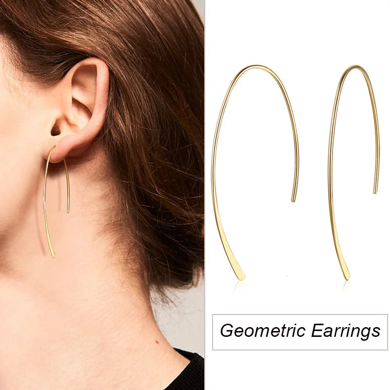 Stilvolle geometrische Creolen für Damen und Mädchen, aus Edelstahl, minimalistisch, elegant