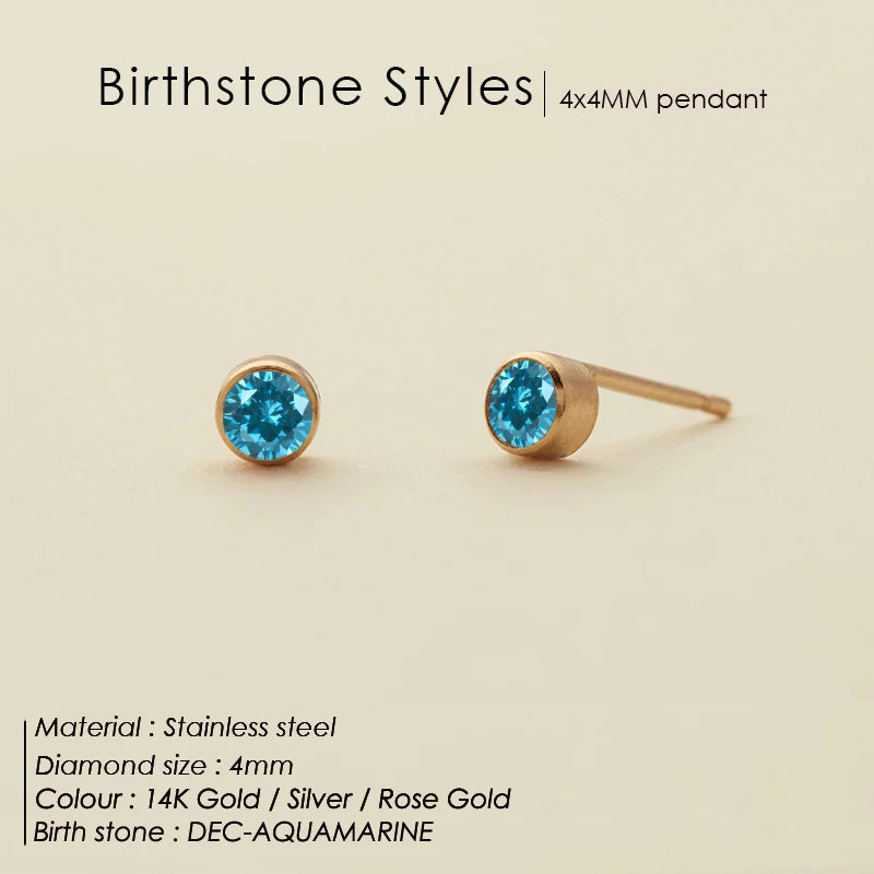 316L Edelstahl Geburtsstein Ohrstecker Piercingpistole Goldfarbene Push-Back Ohrringe Piercing Sicher für Baby und Frauen Geschenk Schmuck