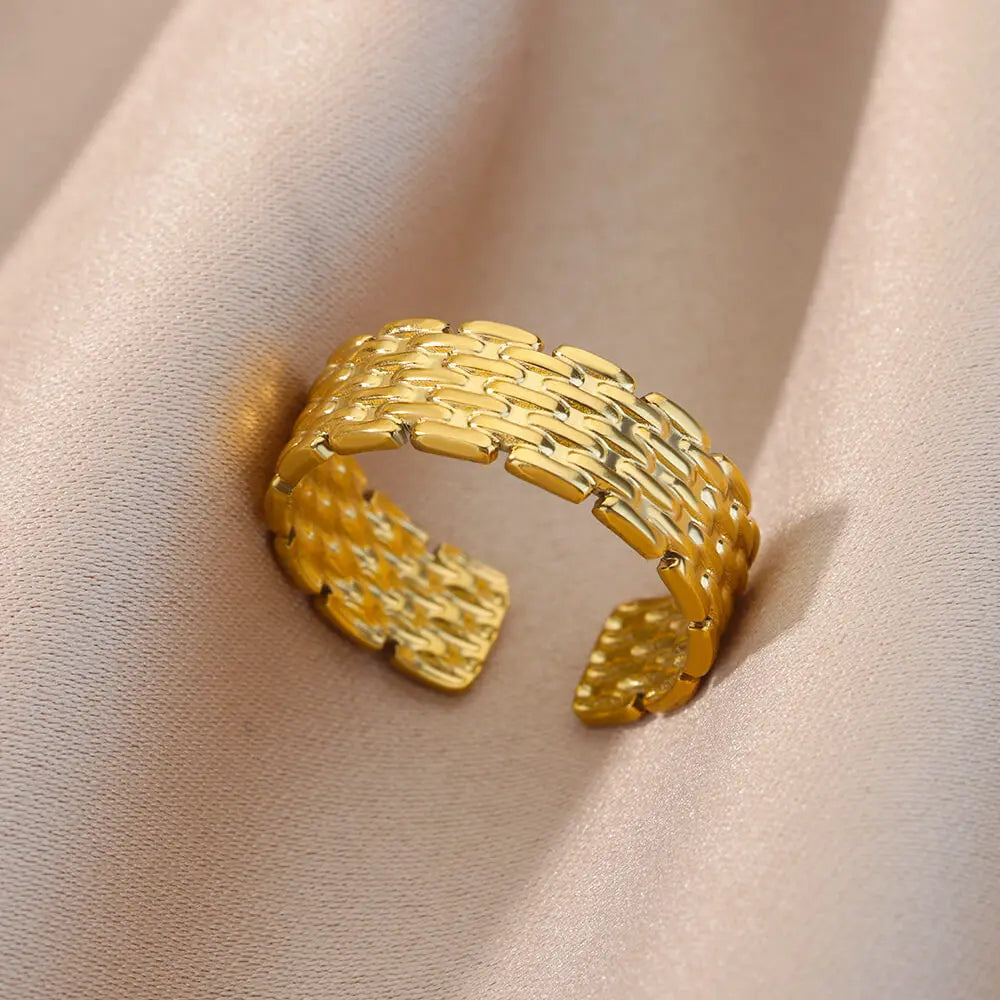Anillos Irregulares Huecos Para Mujer De Acero Inoxidable Color Dorado Anillo Geométrico Fiesta Joyería De Navidad Regalo Envío Gratis