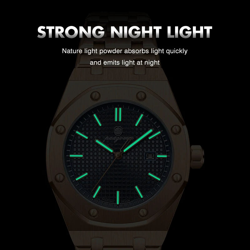 PAAZOMU Reloj de Lujo Superior para Hombre Impermeable Luminoso Fecha Reloj de Hombre de Acero Inoxidable Reloj de Cuarzo de Moda Deportiva para Hombres