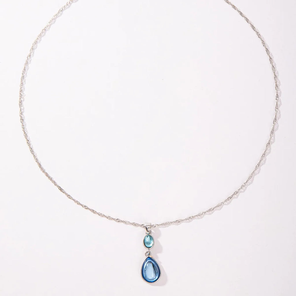 Modische Wassertropfenförmige Künstliche Synthetische Blaue Stein Hängeohrringe für Damen zum Geburtstag, Individueller Schmuck