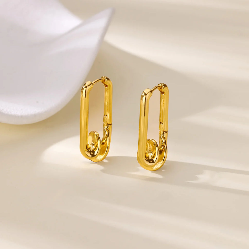 Elegantes pendientes cuadrados para mujer y niña, aretes de aro de acero inoxidable, joyería estética de lujo para boda y compromiso