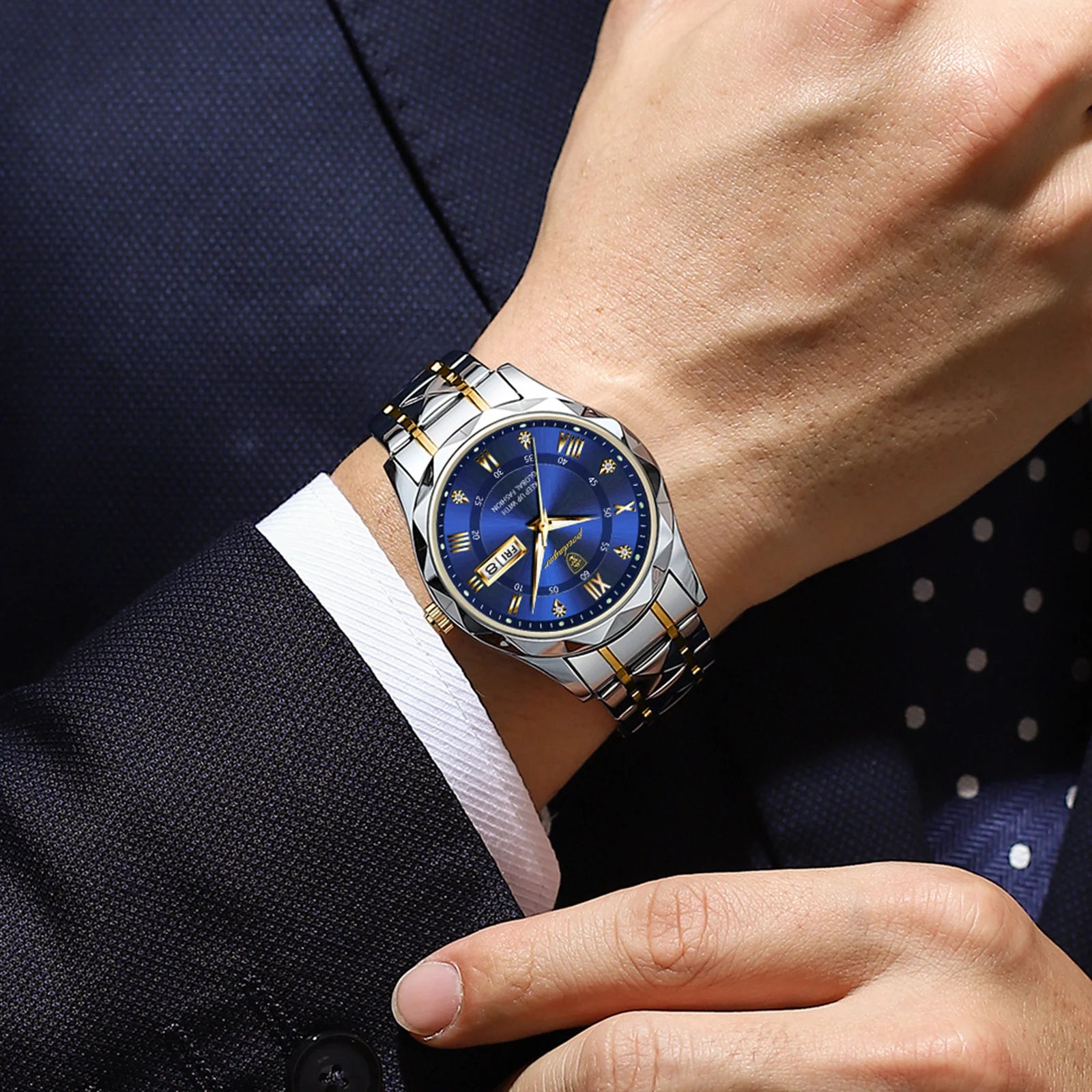 POEDAGAR Relojes de Lujo para Hombre, Impermeables de Acero Inoxidable, Luminosos, Reloj de Pulsera para Hombre, Fecha, Semana, Deportivo, Reloj de Cuarzo para Hombre, Reloj