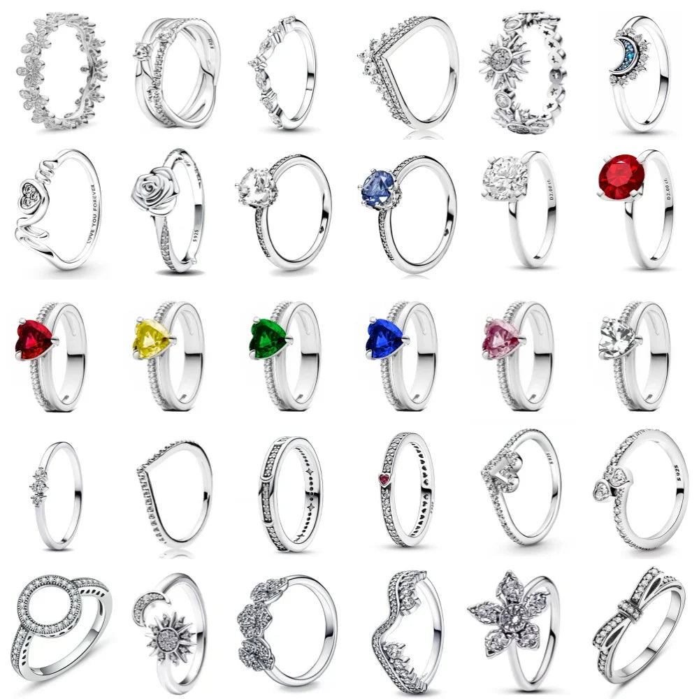 925 Silberring, neuer rot-weiß-blauer Steinring, passend für jeden Anlass, Armband, Halskette, passendes DIY-Geburtstagsgeschenk